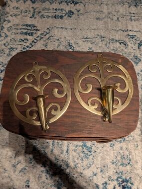 Vtg Brass Wall Sconces, Tree Of Life - Gold